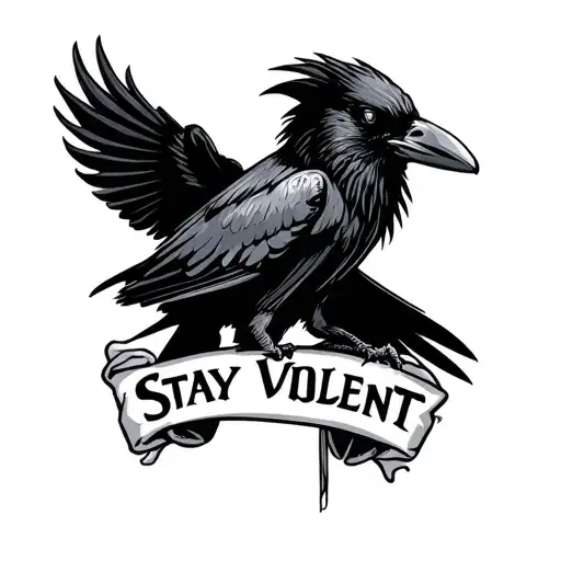 Scary Crow With Text That Says Stay Violent