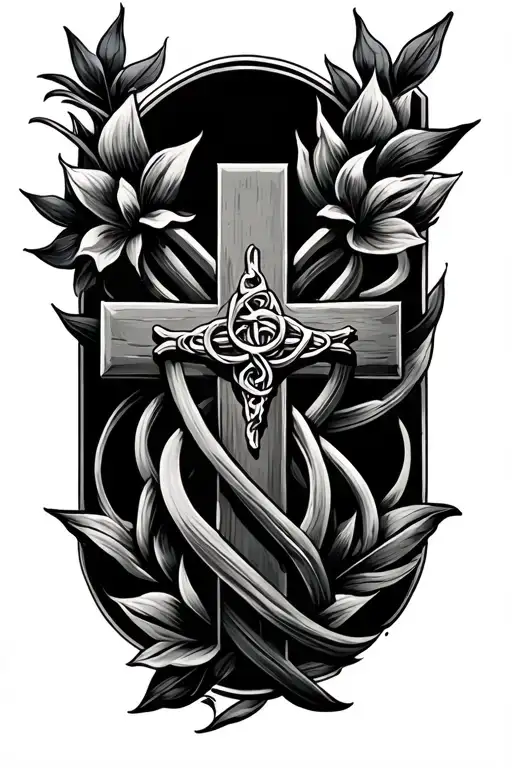 Rememberance Tattoo Featuring A Cross Intertwined