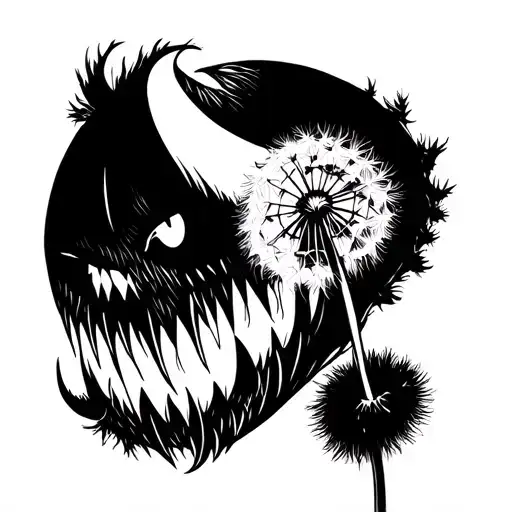Cute Dandelion With A Face Thats Evil Tattoo Design