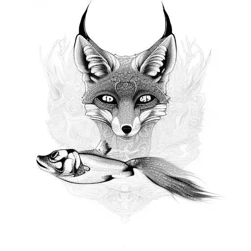 An Intricate Design Of Intertwined Fox And Fish Skeletons