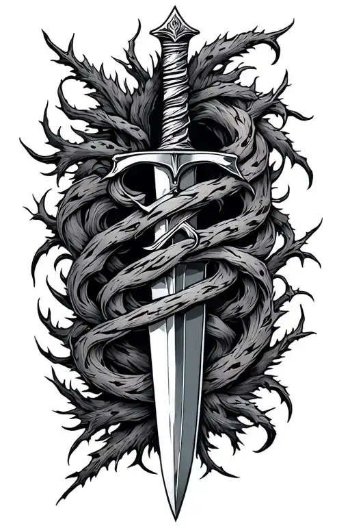 Dagger With Spikey Vines Wrapped