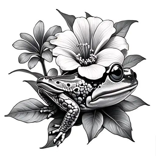 Flower With Coqui Frog And Puerto Rican Beach