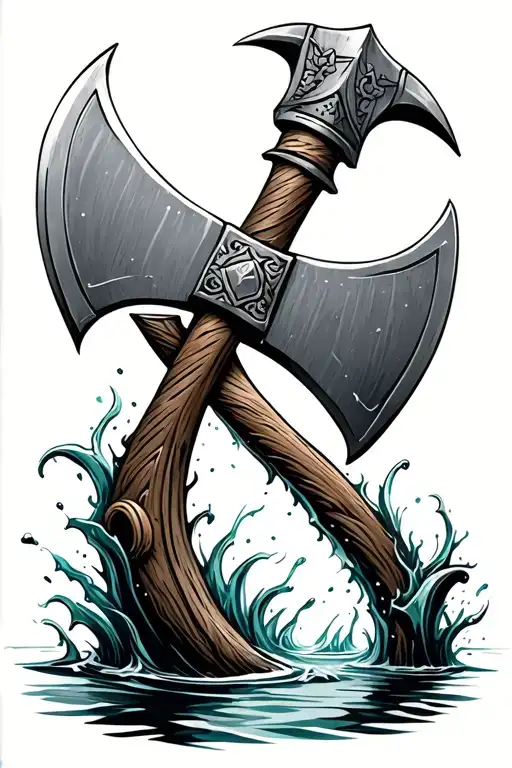Viking Axe Sinking In Water