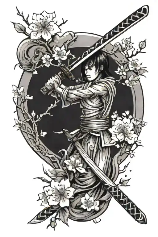 Katana And Cherry Blossom