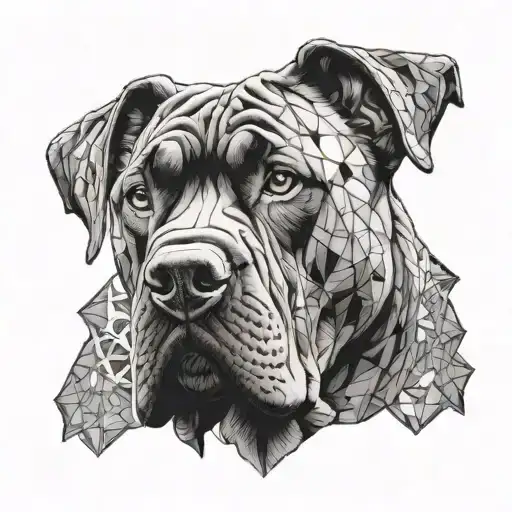 A Majestic Cane Corso Portrait With Intricate Geometric Patterns As Background