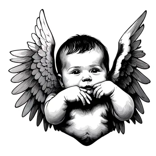 Baby Hands With Wings Spread Wide