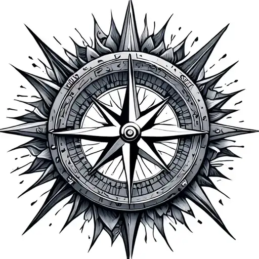 Compass With Fine Line Custom Random Patterns Inspired