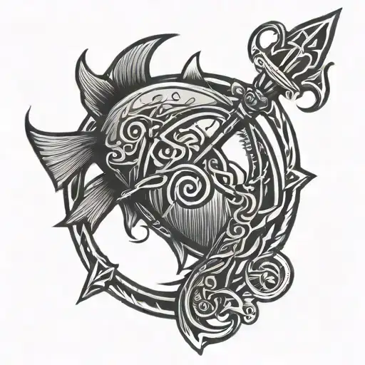 Fishing Rocker Borussia Dortmund Runes Nordic Mythology Lightning Germany