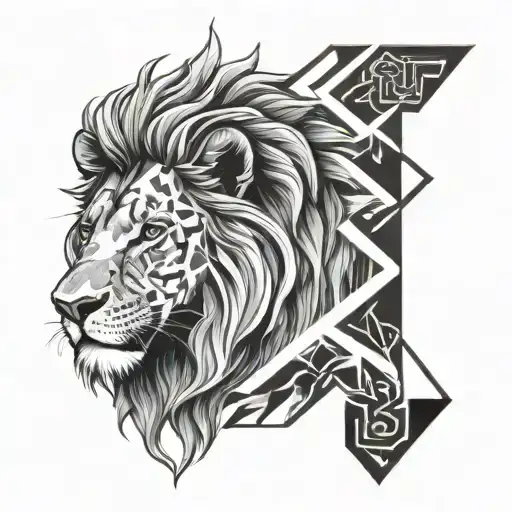Lion And Geometric Sleeve