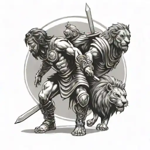 Gladiator And Lion