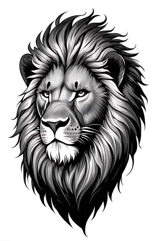 Lion Head With Mane Showcasing Strength