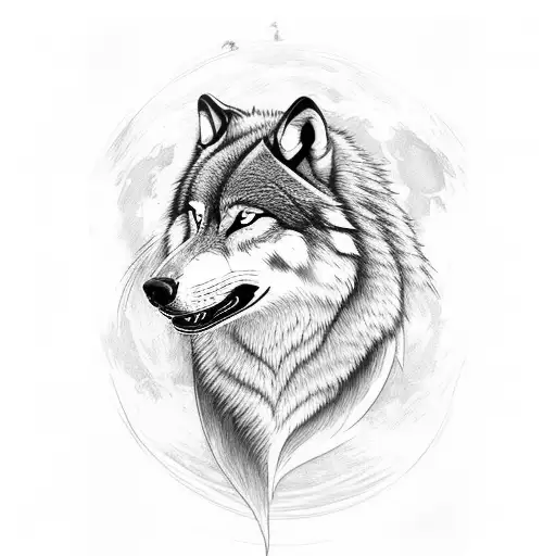 A Majestic Wolf Howling At The Moon In A River Landscape