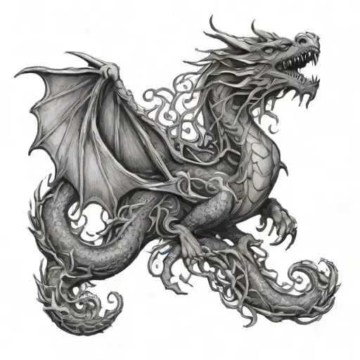 Delicate Dragon Drawn With Branches