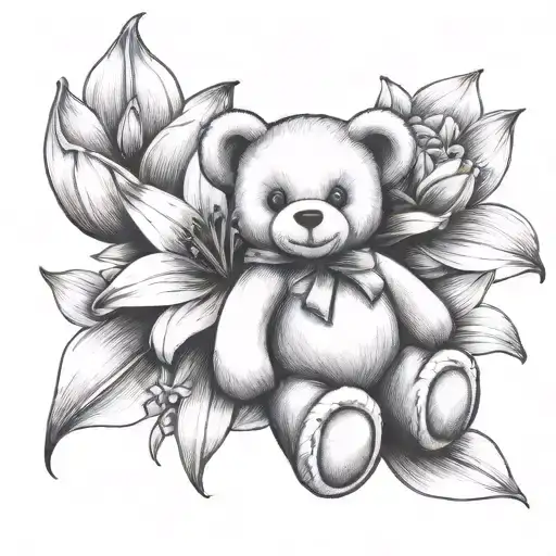 Lily Flower And Teddy Bear