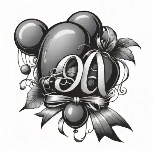 Black Balloon With Letter A In The Ribbon Hanging