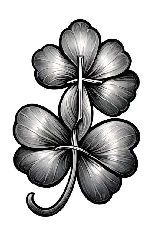Cross With A Four Leaf Clover Intertwined