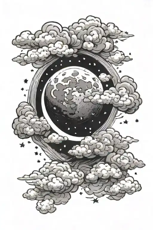 Moon Clouds And Stars