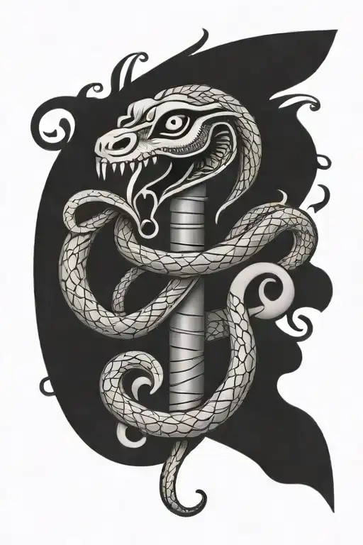 Snake Surrounding Ankh And Eye Of Horus