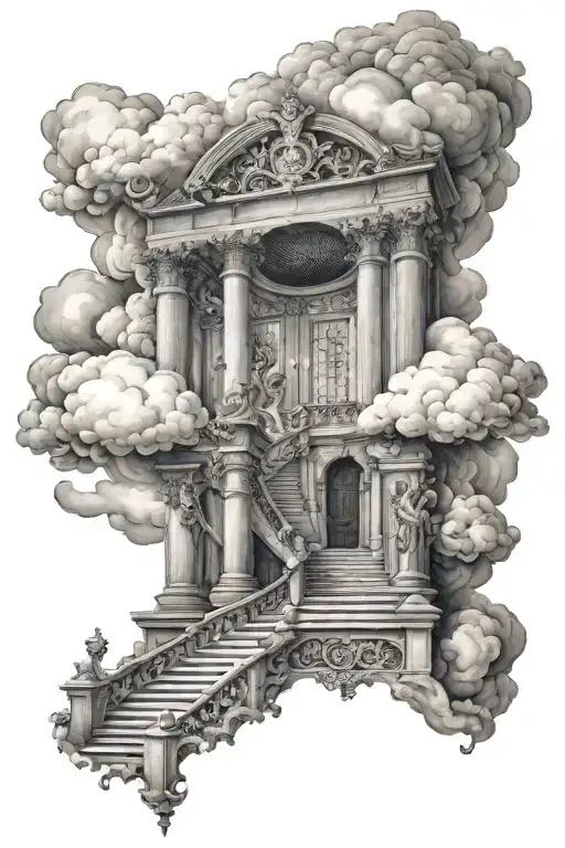 Gates Of Heaven Staircase With Clouds