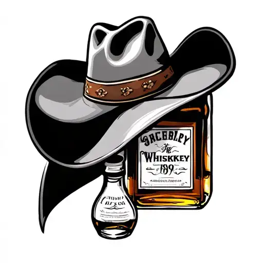 Cowboy Hat Hanging On Whiskey Bottle