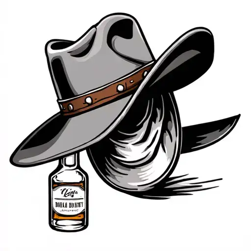 Cowboy Hat And Whiskey Bottle