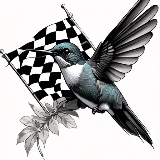 Humming Bird With Checkerflag