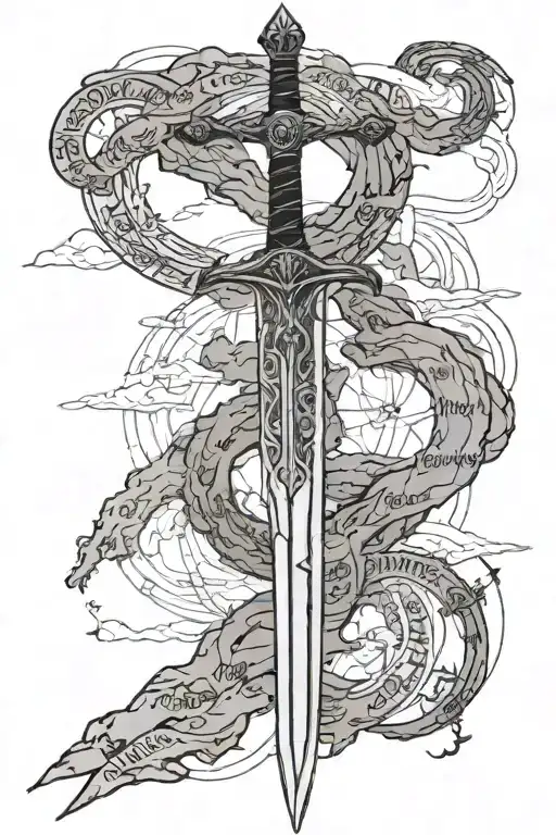 Lord Of The Rings Narsil Sword And Map Outline