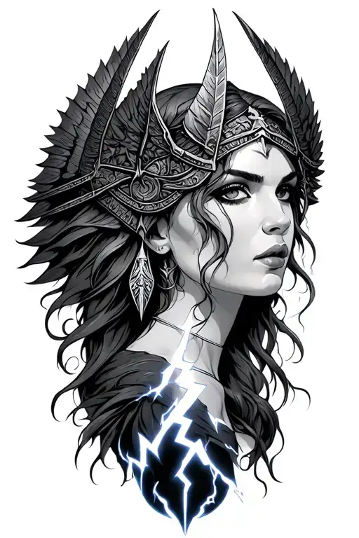 Valkyrie And Lightning Bolts