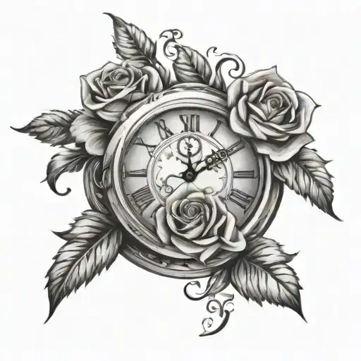 Clock With Roses