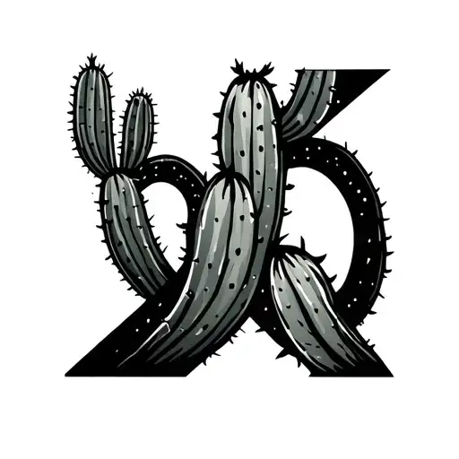 Infinity Sign With Cactus In Minimalist Style Design Featuring