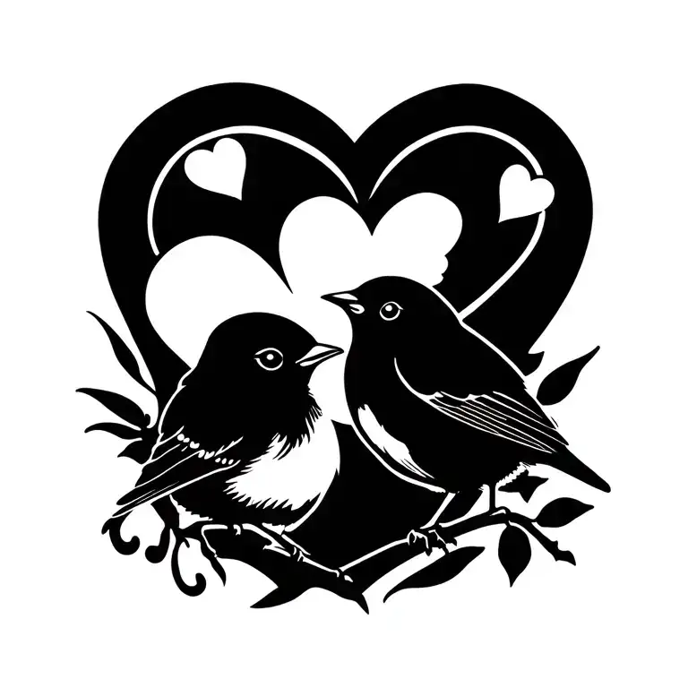 4 Hearts And A Robin Bird
