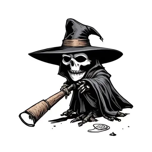 Plague Doctor In A Voodoo Doll Cartoon Style