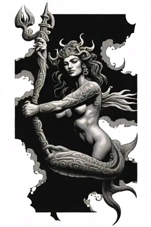 Sunken Atlantis Lost City With Medusa And Trident