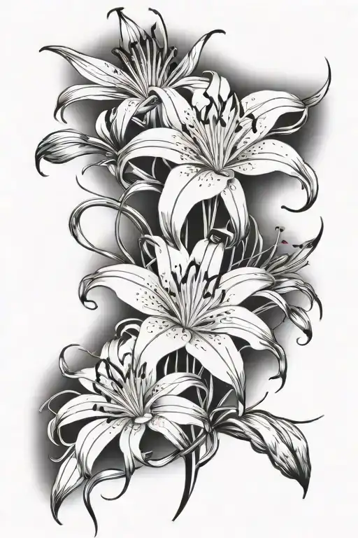 Spider Lily Flowers Half Sleeve
