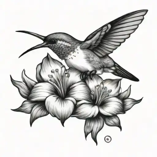 Bignonia Flower And Hummingbird