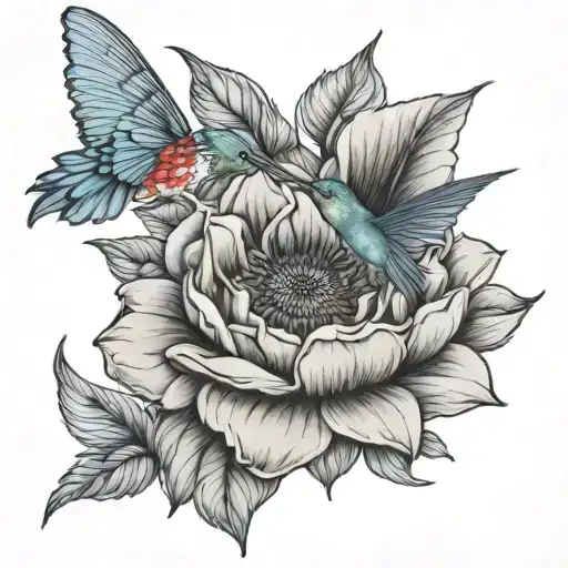 Sunflower Rose Blue Bell Hummingbird