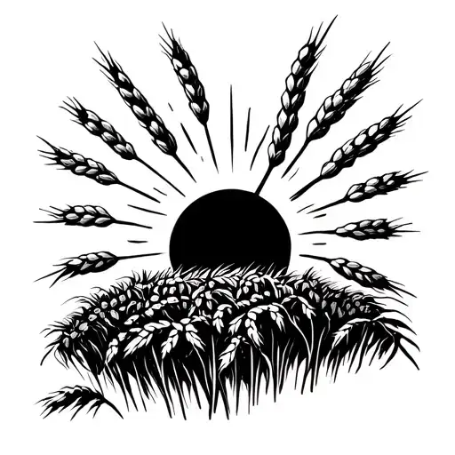 Wheat Stalks And Sun Setting