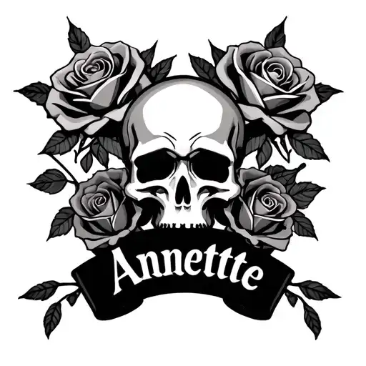 Skulls And Roses With The Name Annettte In Cool Lettering