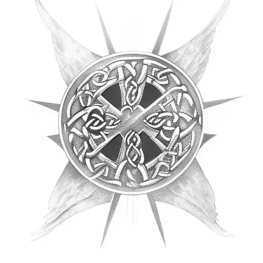 Celtic Cross With Armored Angel