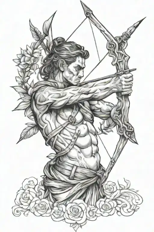 Tattoo Of Oxossi Holding A Bow And Arrow
