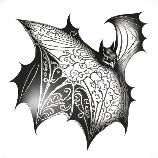 Bat With Patterns In Black