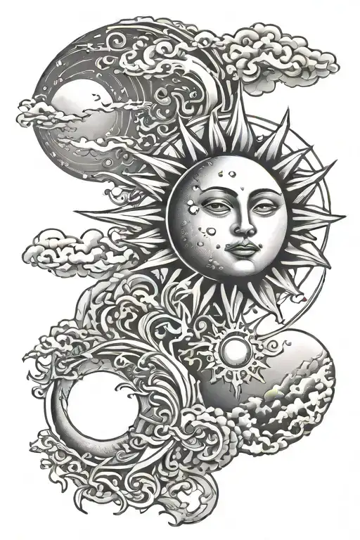 Sun Setting Sun And Rising Moon