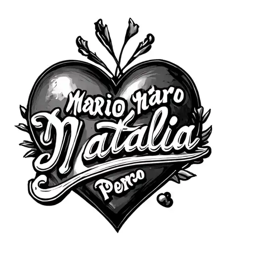 An Heart With The Letters Of The Name Mario Natalia Pedro