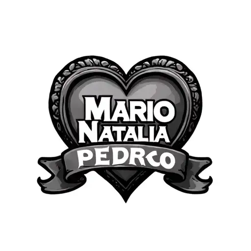 An Heart With The Border Made With Letters Of The Name Mario Natalia Pedro