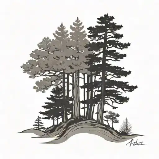 Pondorosa Pine Tree Silhouette