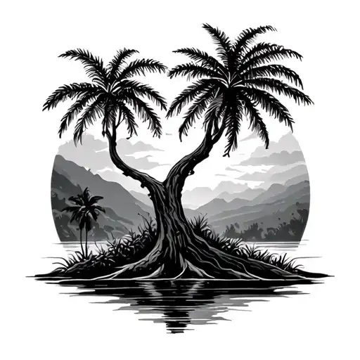 Pine Tree And Palm Tree