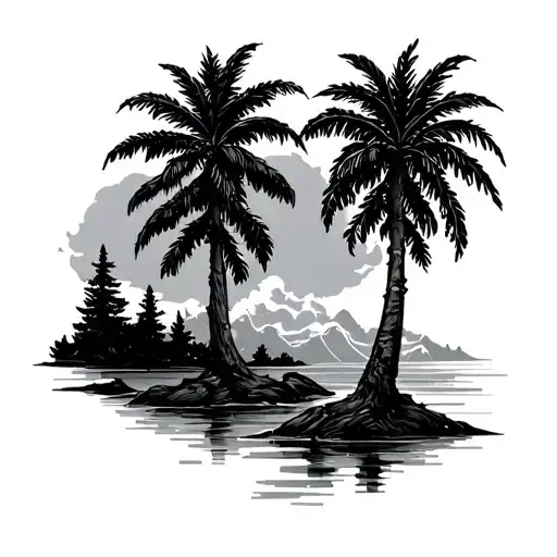 Pine Tree And Palm Tree