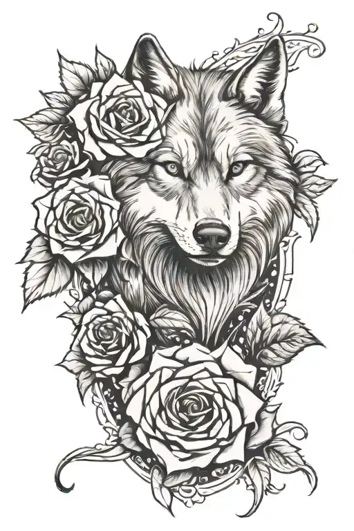Roses And Wolf Arm Sleeve