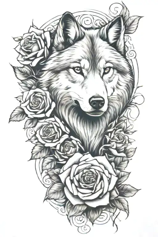 Roses And Wolf Arm Sleeve