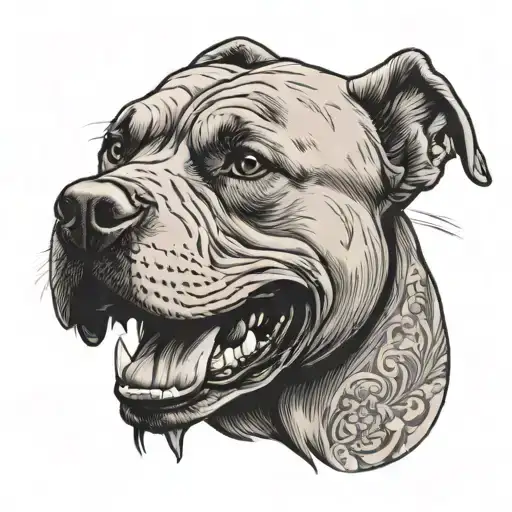 Pitbull Dog Breed Menacing Old School Style